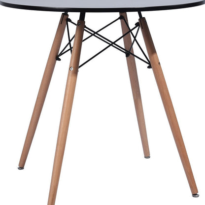 32" Black and Natural Wood Round Top Dining Table HomeRoots