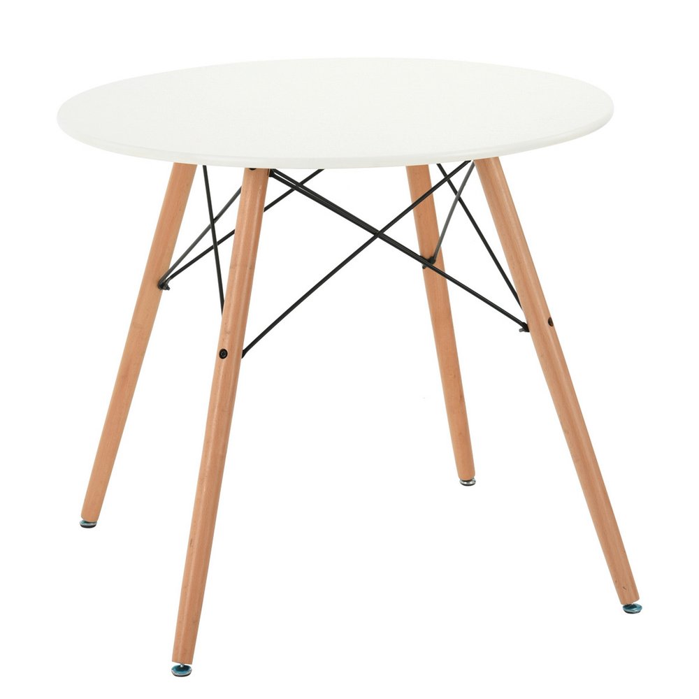 32" White and Natural Wood Round Top Dining Table HomeRoots