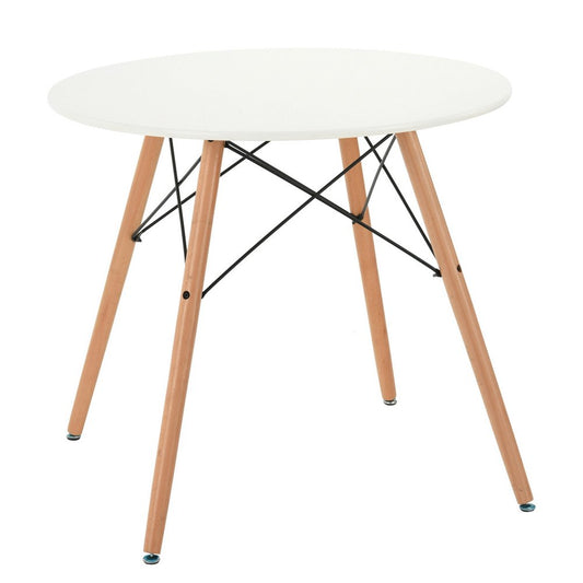 32" White and Natural Wood Round Top Dining Table HomeRoots