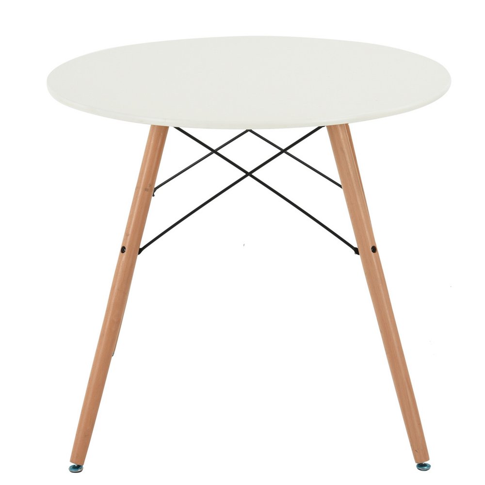 32" White and Natural Wood Round Top Dining Table HomeRoots