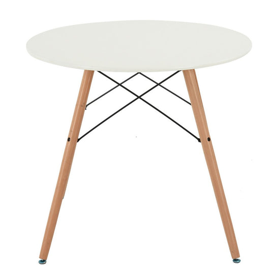 32" White and Natural Wood Round Top Dining Table HomeRoots