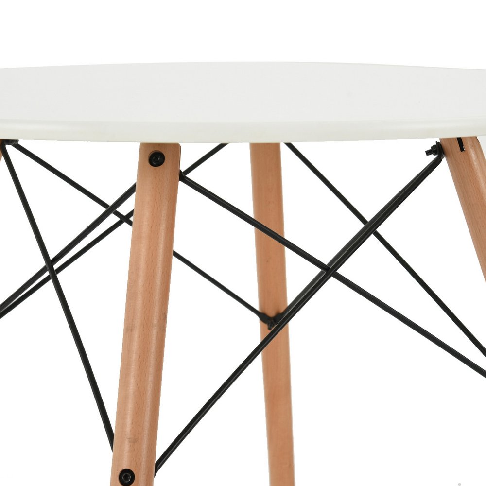 32" White and Natural Wood Round Top Dining Table HomeRoots