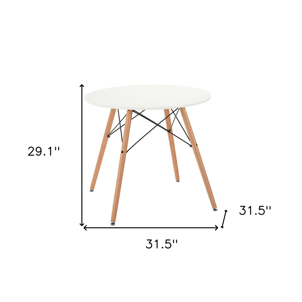 32" White and Natural Wood Round Top Dining Table HomeRoots