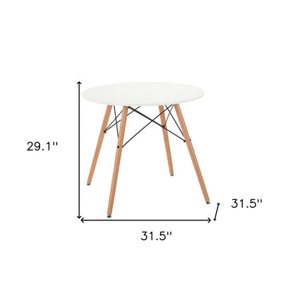 32" White and Natural Wood Round Top Dining Table HomeRoots