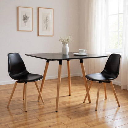 32" Black and Natural Wood Square Dining Table HomeRoots