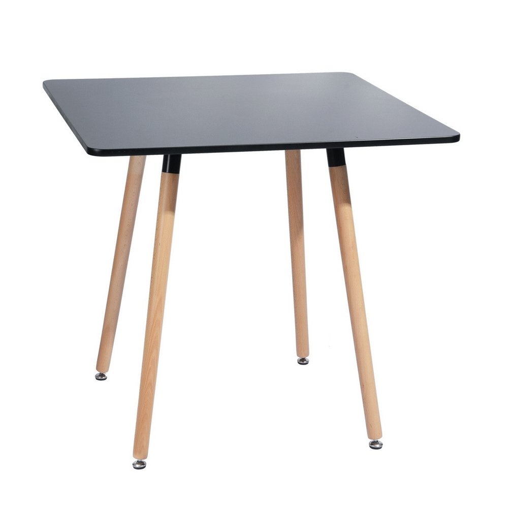 32" Black and Natural Wood Square Dining Table HomeRoots