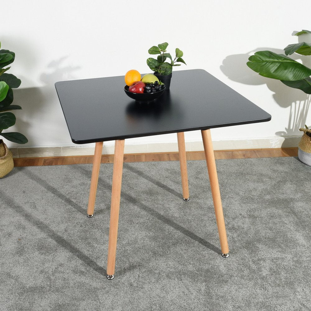 32" Black and Natural Wood Square Dining Table HomeRoots
