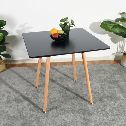 32" Black and Natural Wood Square Dining Table HomeRoots