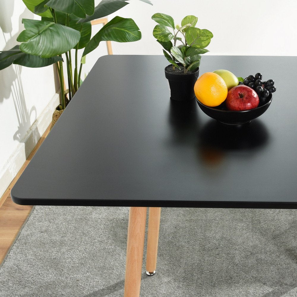 32" Black and Natural Wood Square Dining Table HomeRoots