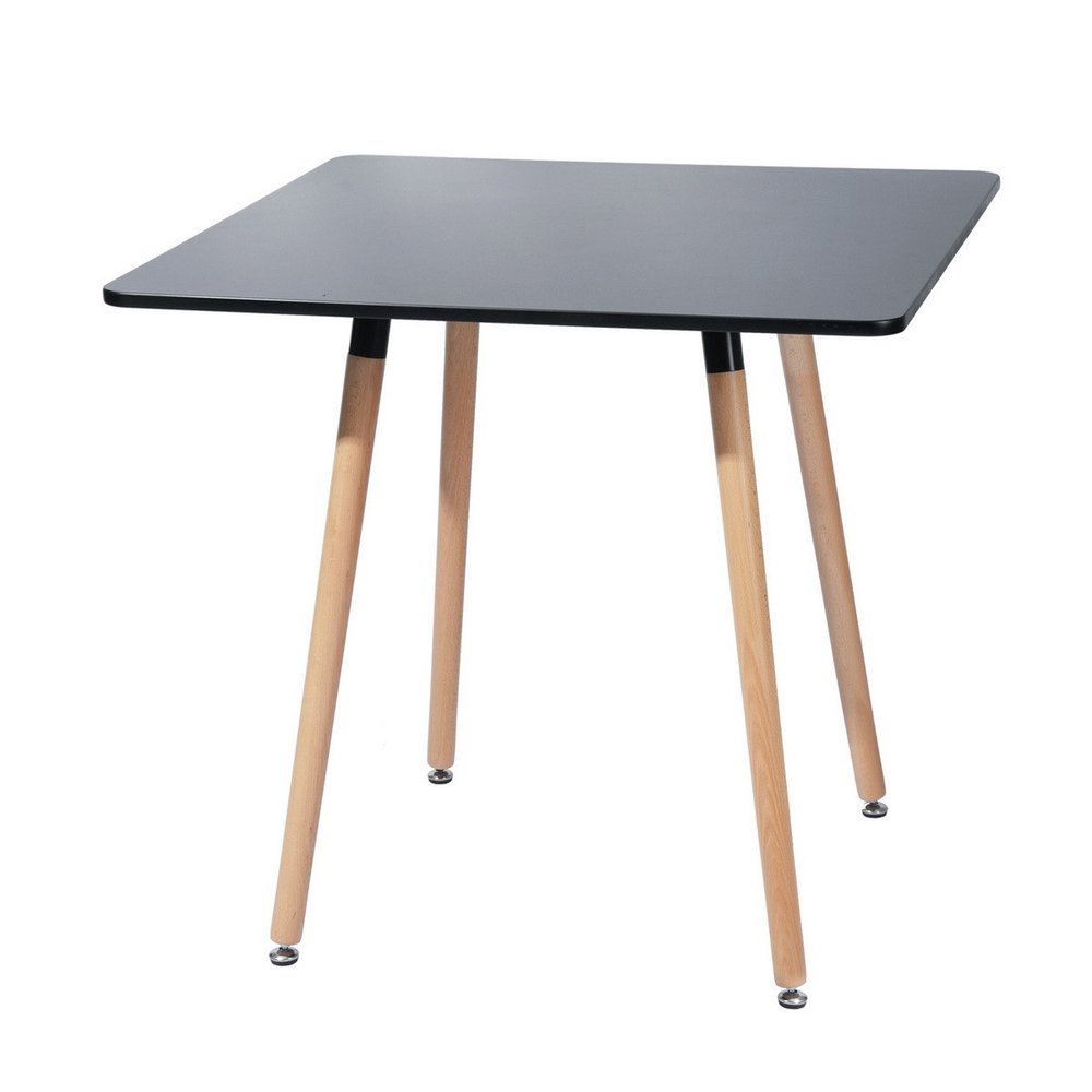 32" Black and Natural Wood Square Dining Table HomeRoots