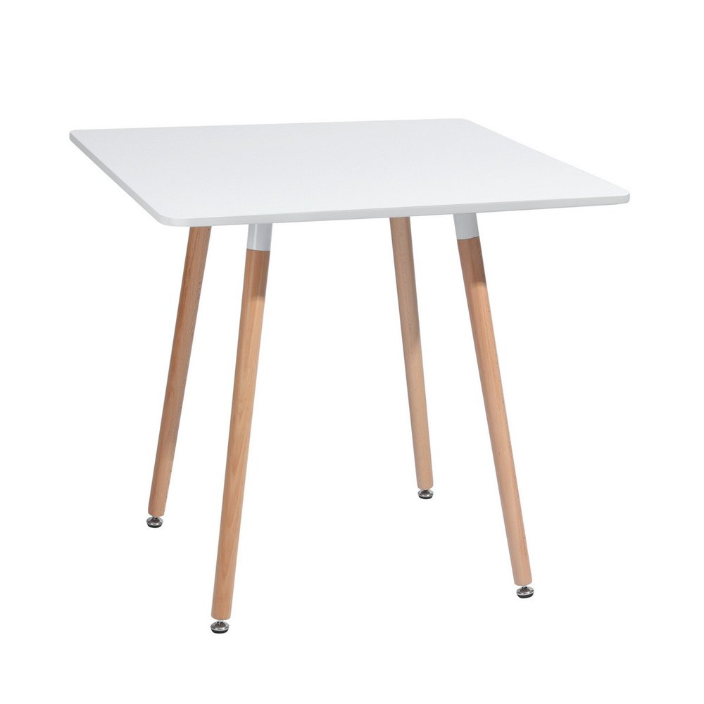 32" White and Natural Wood and Solid Wood Square Dining Table HomeRoots