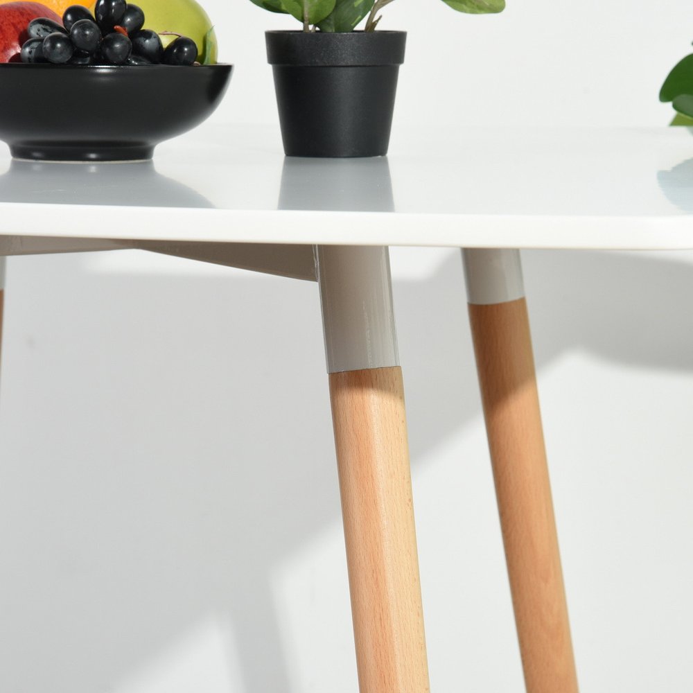 32" White and Natural Wood and Solid Wood Square Dining Table HomeRoots