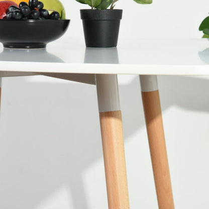 32" White and Natural Wood and Solid Wood Square Dining Table HomeRoots