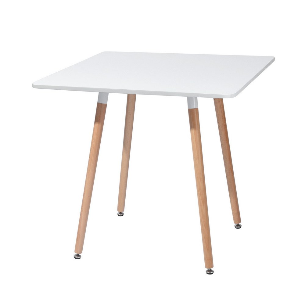 32" White and Natural Wood and Solid Wood Square Dining Table HomeRoots