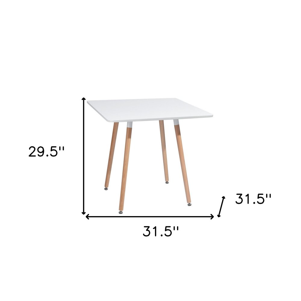 32" White and Natural Wood and Solid Wood Square Dining Table HomeRoots