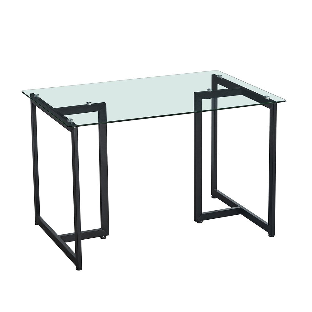 47" Clear And Black Glass And Metal Dining Table HomeRoots