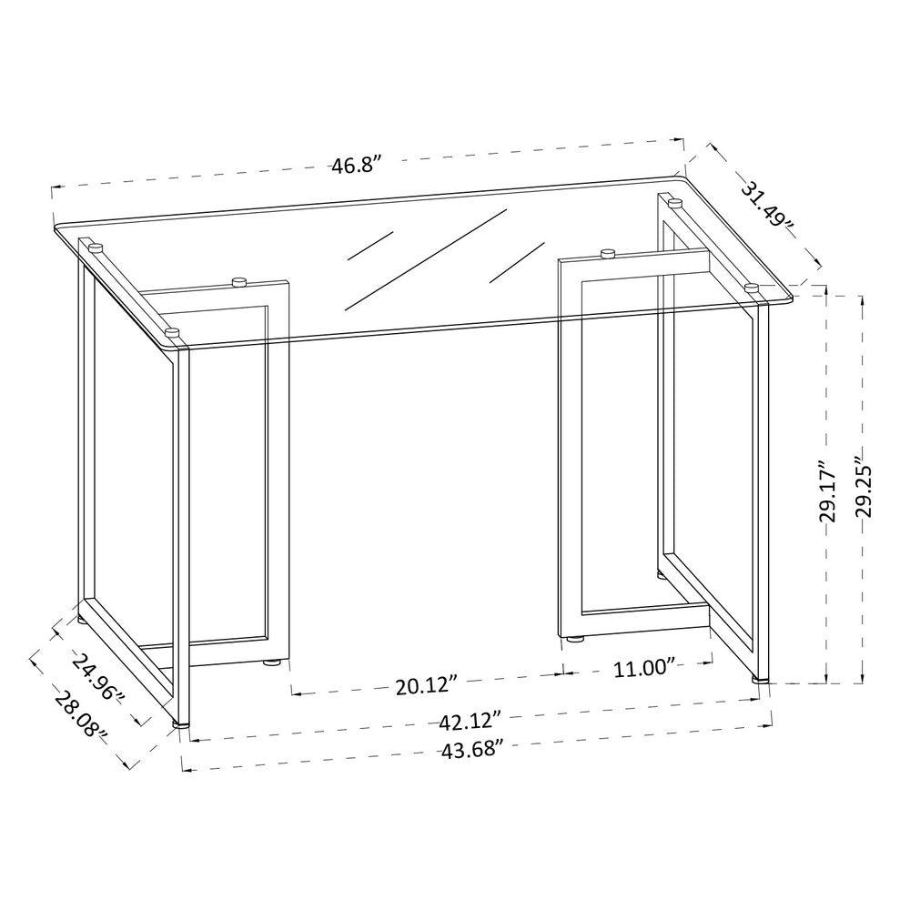 47" Clear And Black Glass And Metal Dining Table HomeRoots