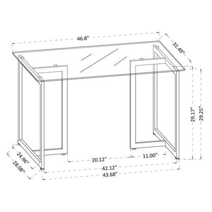 47" Clear And Black Glass And Metal Dining Table HomeRoots