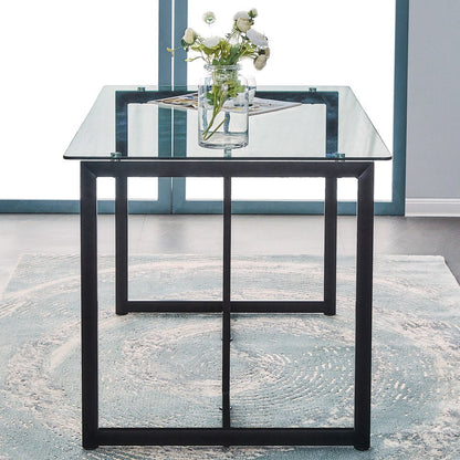47" Clear And Black Glass And Metal Dining Table HomeRoots