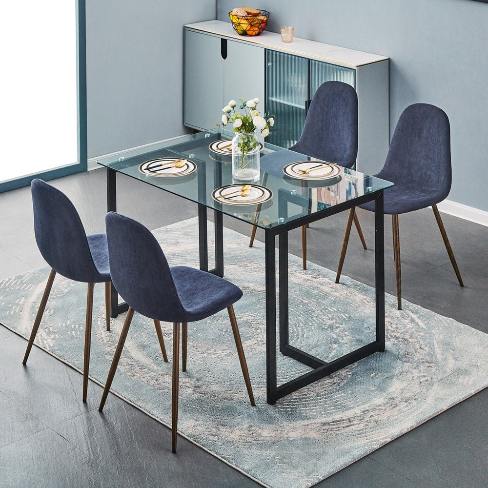 47" Clear And Black Glass And Metal Dining Table HomeRoots