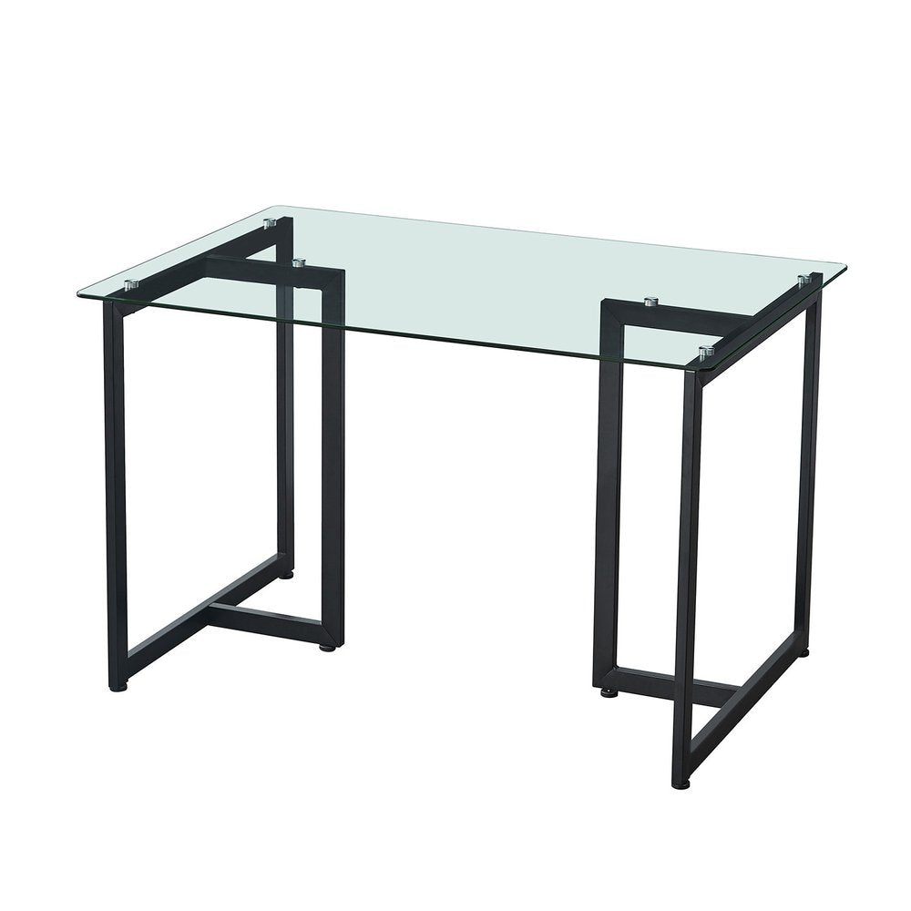 47" Clear And Black Glass And Metal Dining Table HomeRoots