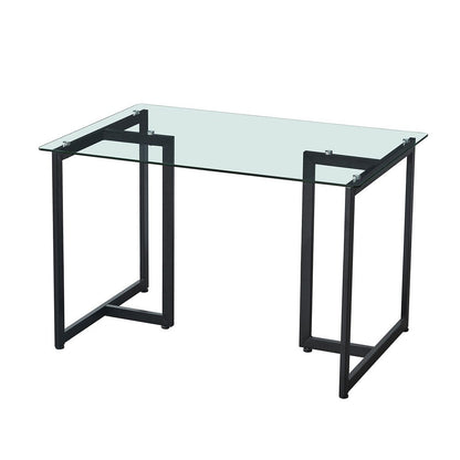 47" Clear And Black Glass And Metal Dining Table HomeRoots