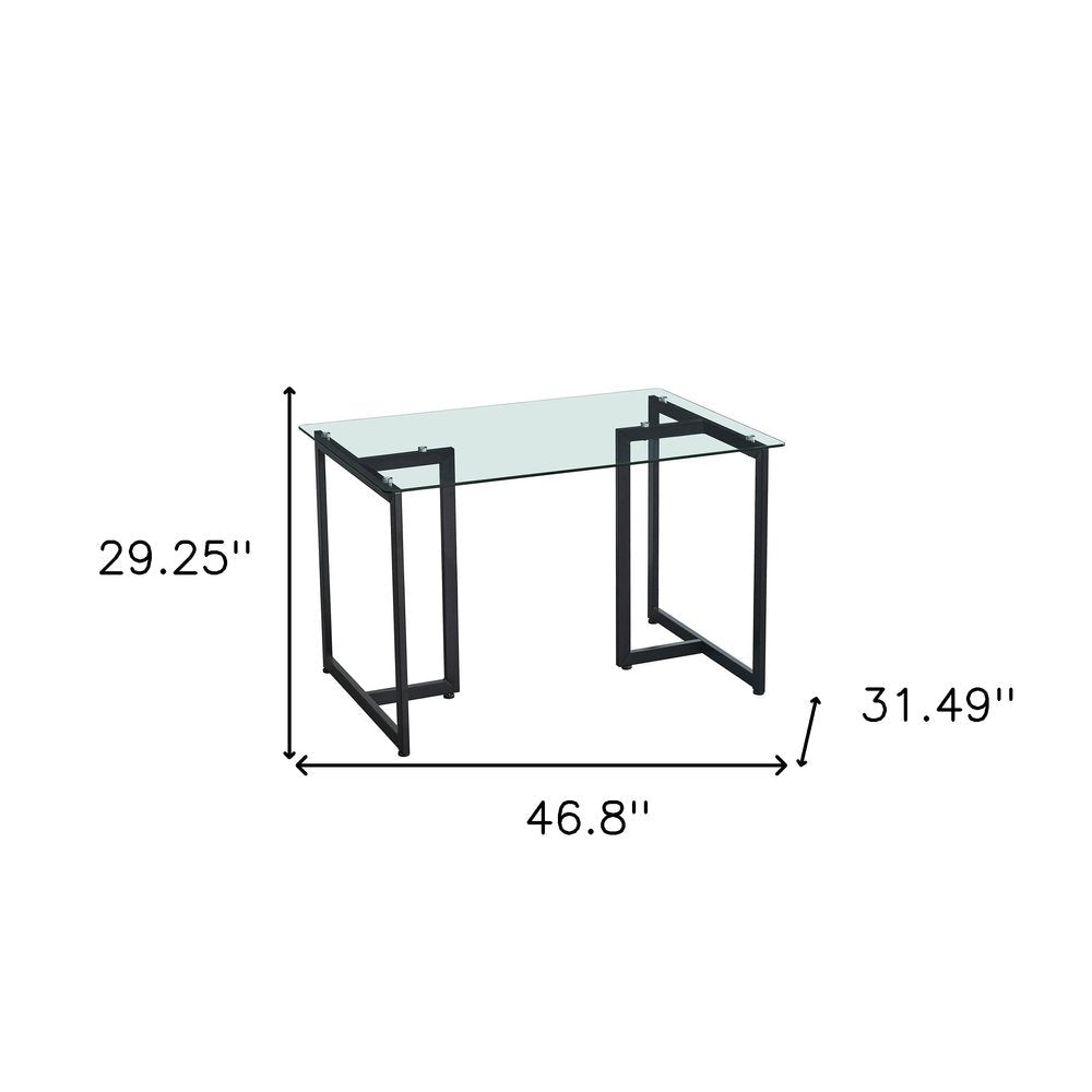 47" Clear And Black Glass And Metal Dining Table HomeRoots