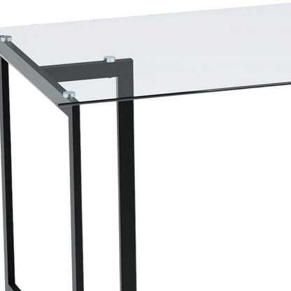 55" Clear And Black Glass And Metal Dining Table HomeRoots