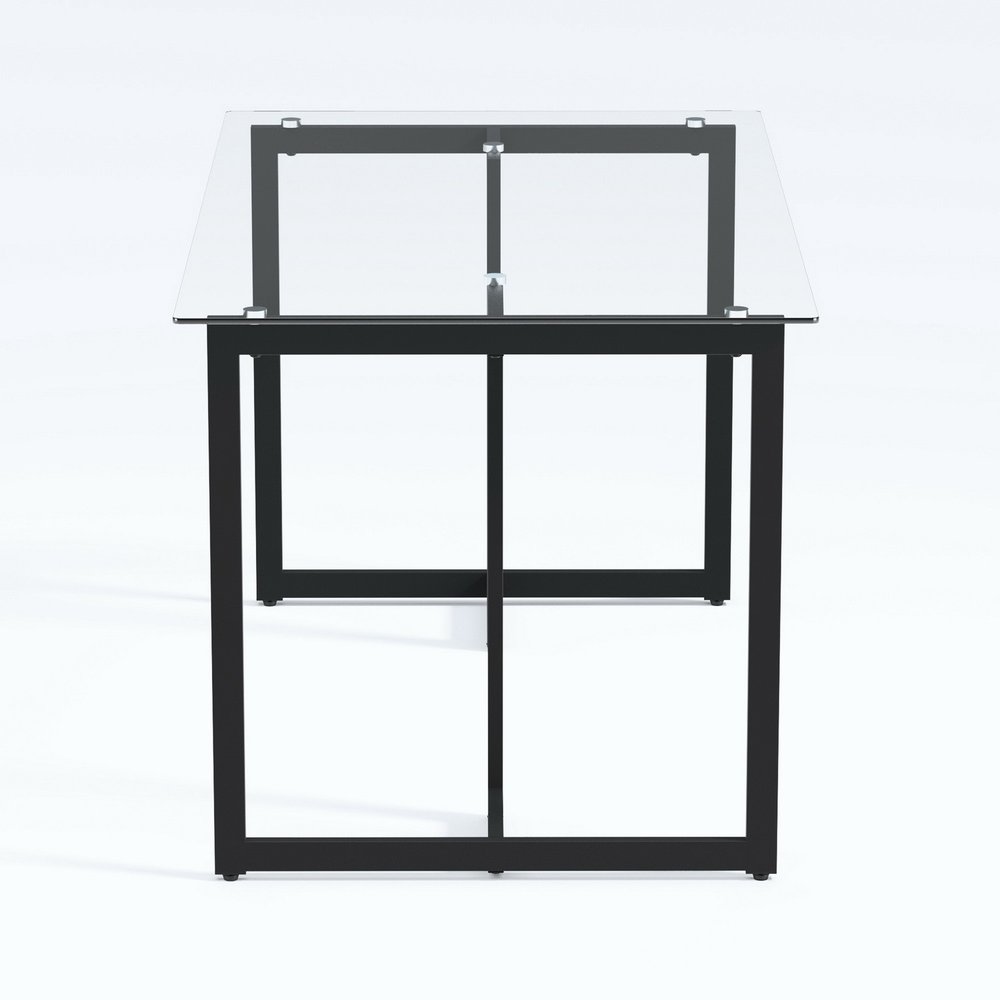 55" Clear And Black Glass And Metal Dining Table HomeRoots