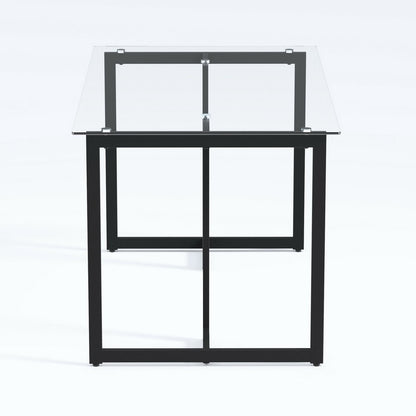 55" Clear And Black Glass And Metal Dining Table HomeRoots