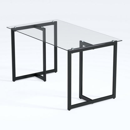 55" Clear And Black Glass And Metal Dining Table HomeRoots