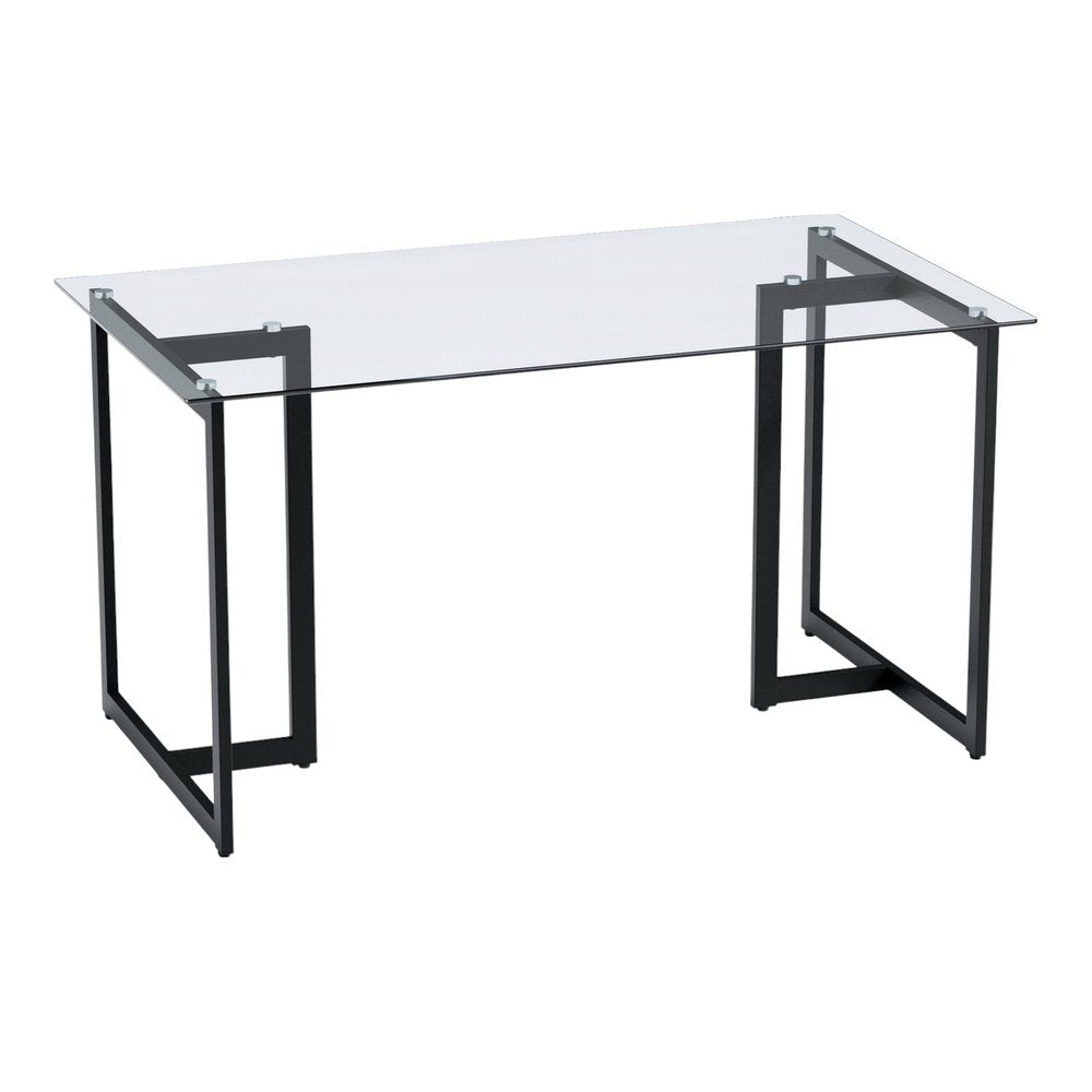 55" Clear And Black Glass And Metal Dining Table HomeRoots