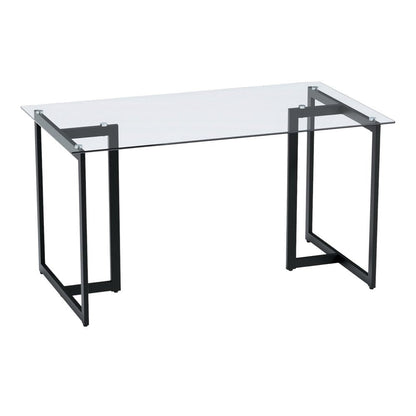 55" Clear And Black Glass And Metal Dining Table HomeRoots