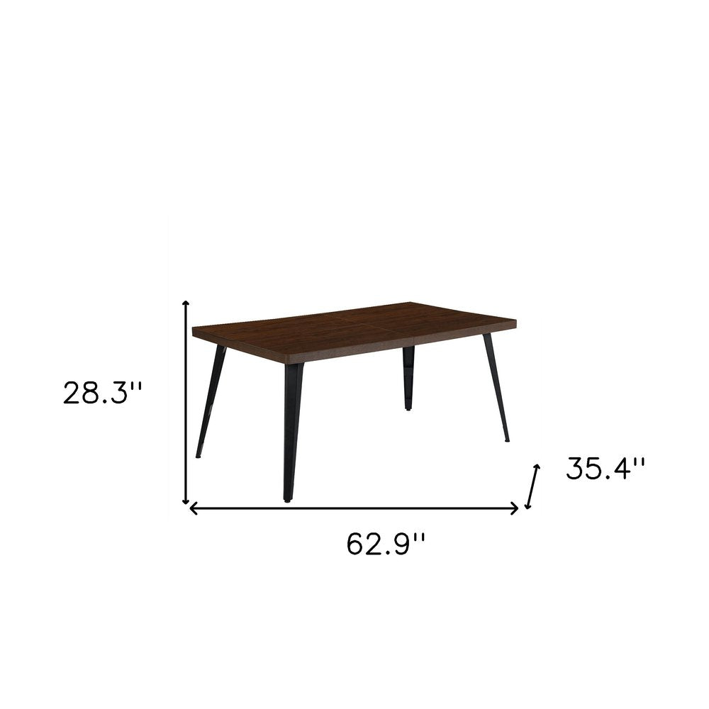 63" Dark Brown and Black Wood and Steel Dining Table — view 8