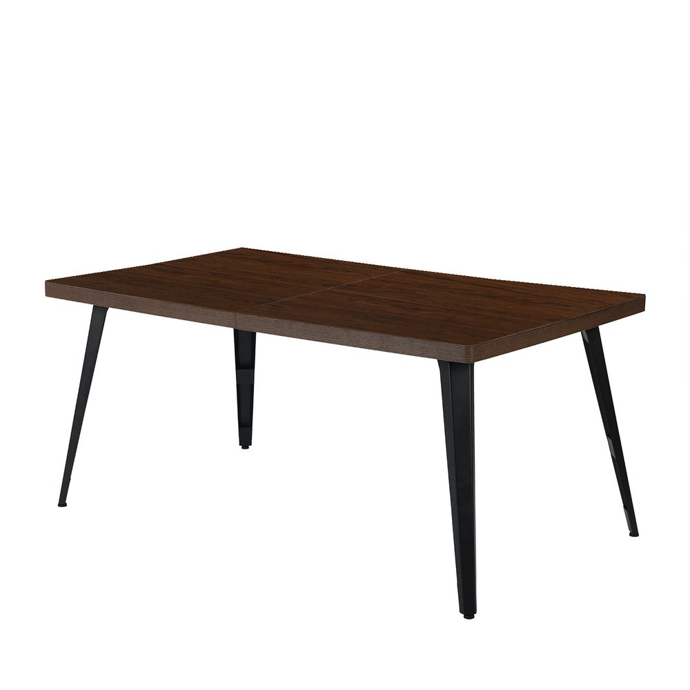 63" Dark Brown and Black Wood and Steel Dining Table — view 6