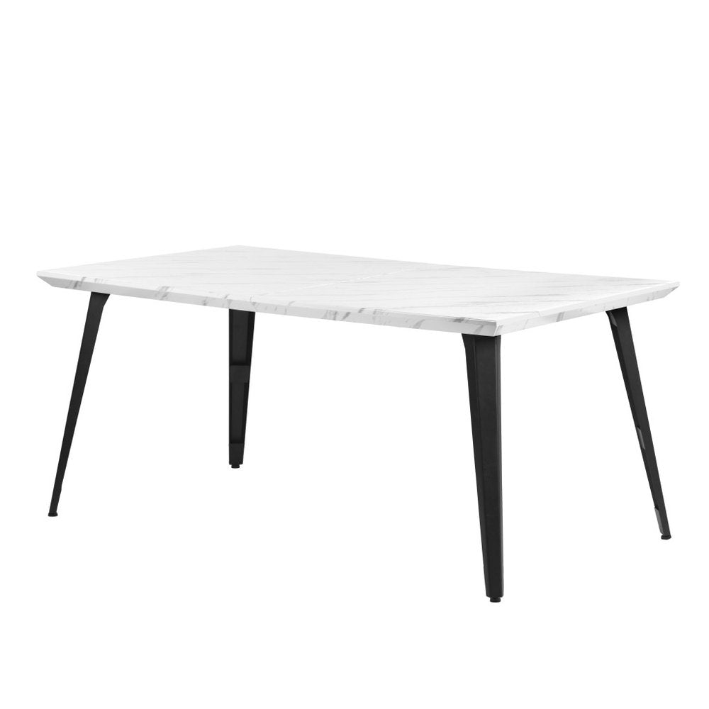 63" White and Black Faux Marble and Metal Dining Table HomeRoots