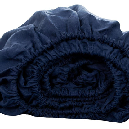 Navy Blue Linen King Fitted Sheet HomeRoots