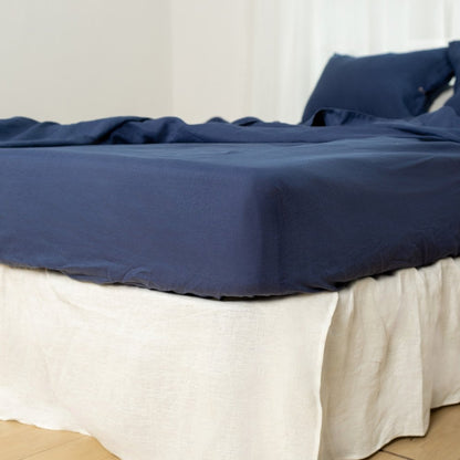 Navy Blue Linen King Fitted Sheet HomeRoots