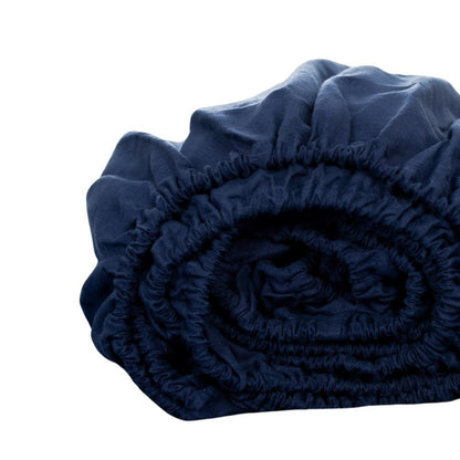 Navy Blue Linen King Fitted Sheet HomeRoots