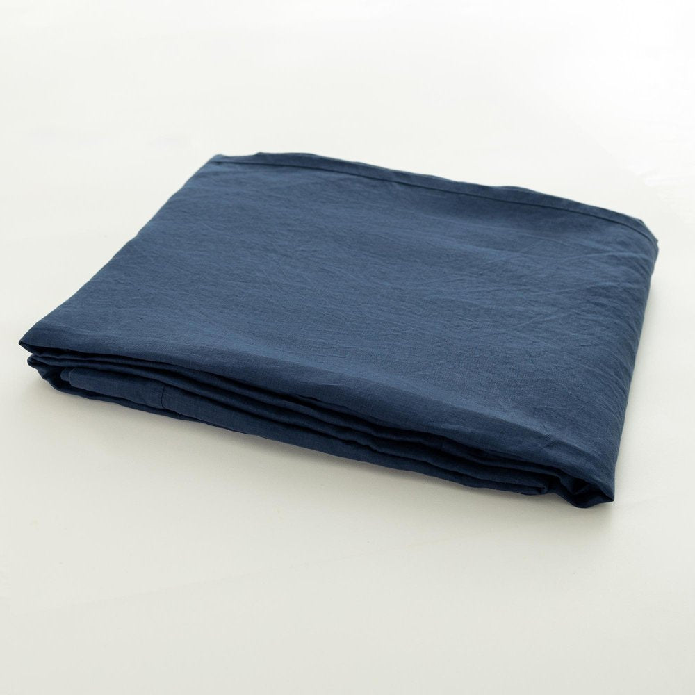 Navy Blue Linen King Fitted sheet HomeRoots