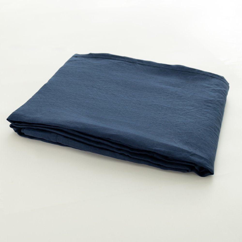 Navy Blue Linen King Fitted sheet HomeRoots