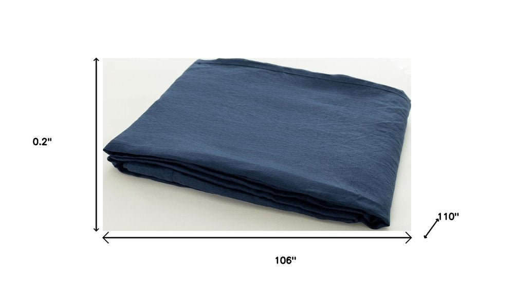 Navy Blue Linen King Fitted sheet HomeRoots