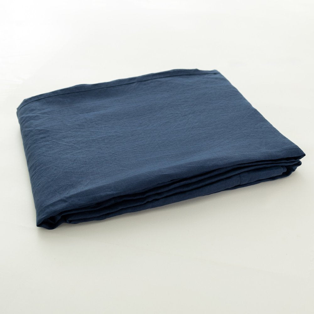 Navy Blue Linen King Fitted sheet HomeRoots