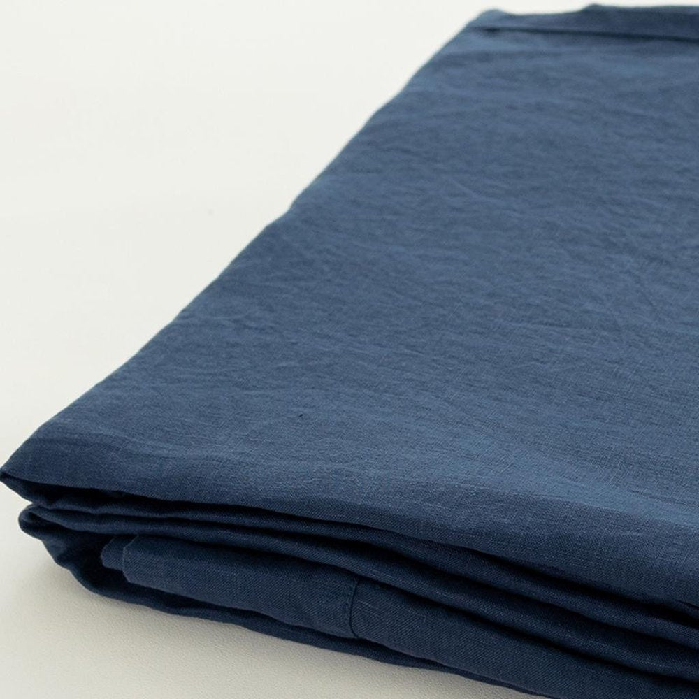 Navy Blue Linen King Fitted sheet HomeRoots