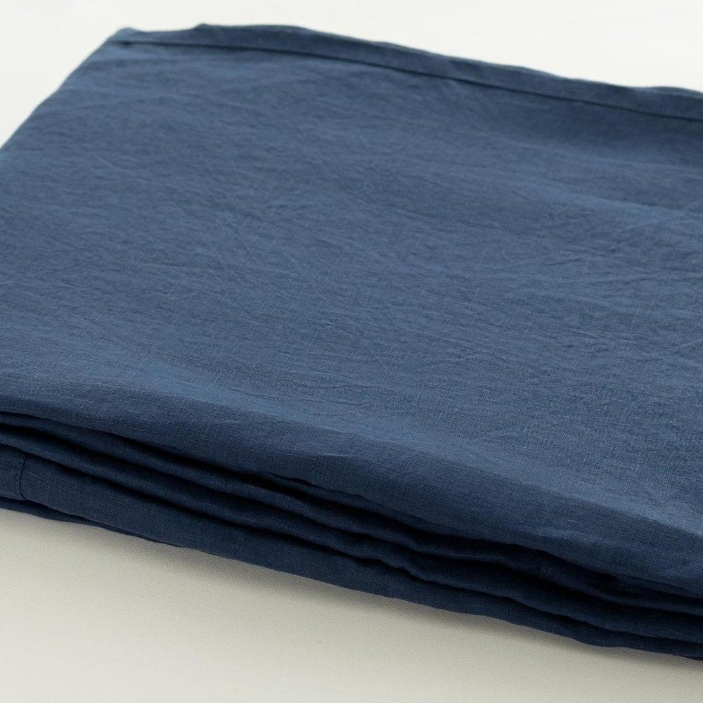 Navy Blue Linen King Fitted sheet HomeRoots