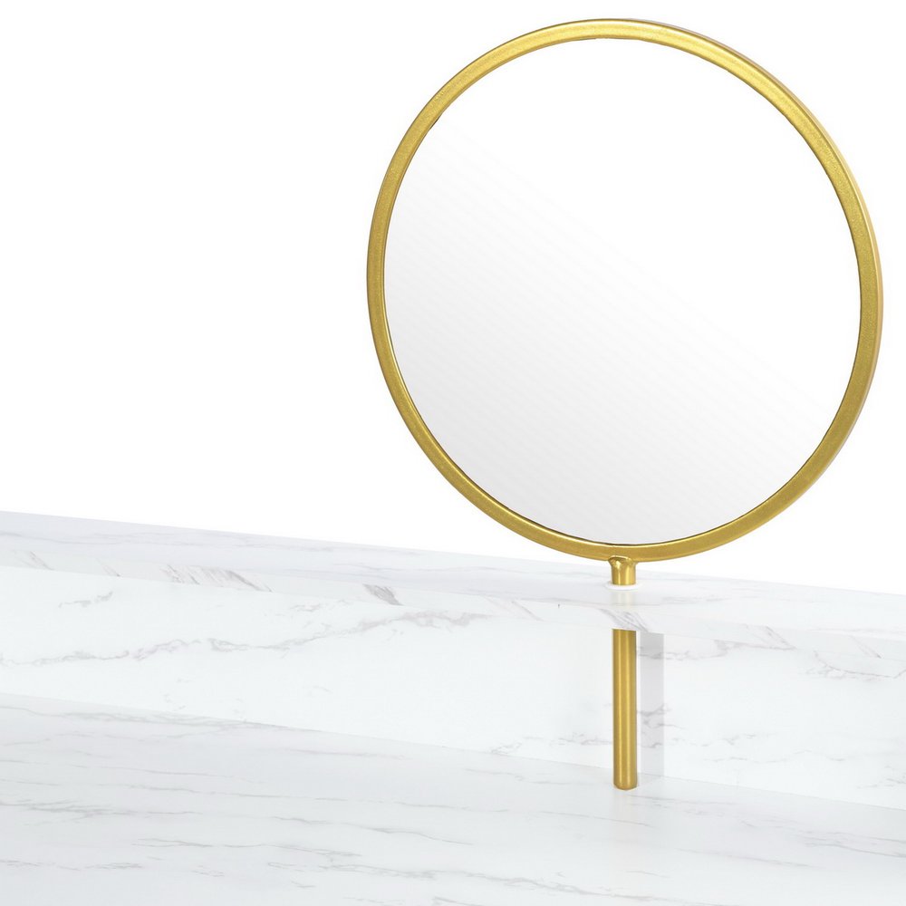 41" White And Gold Faux Marble and Steel Vanity Table with Mirror HomeRoots