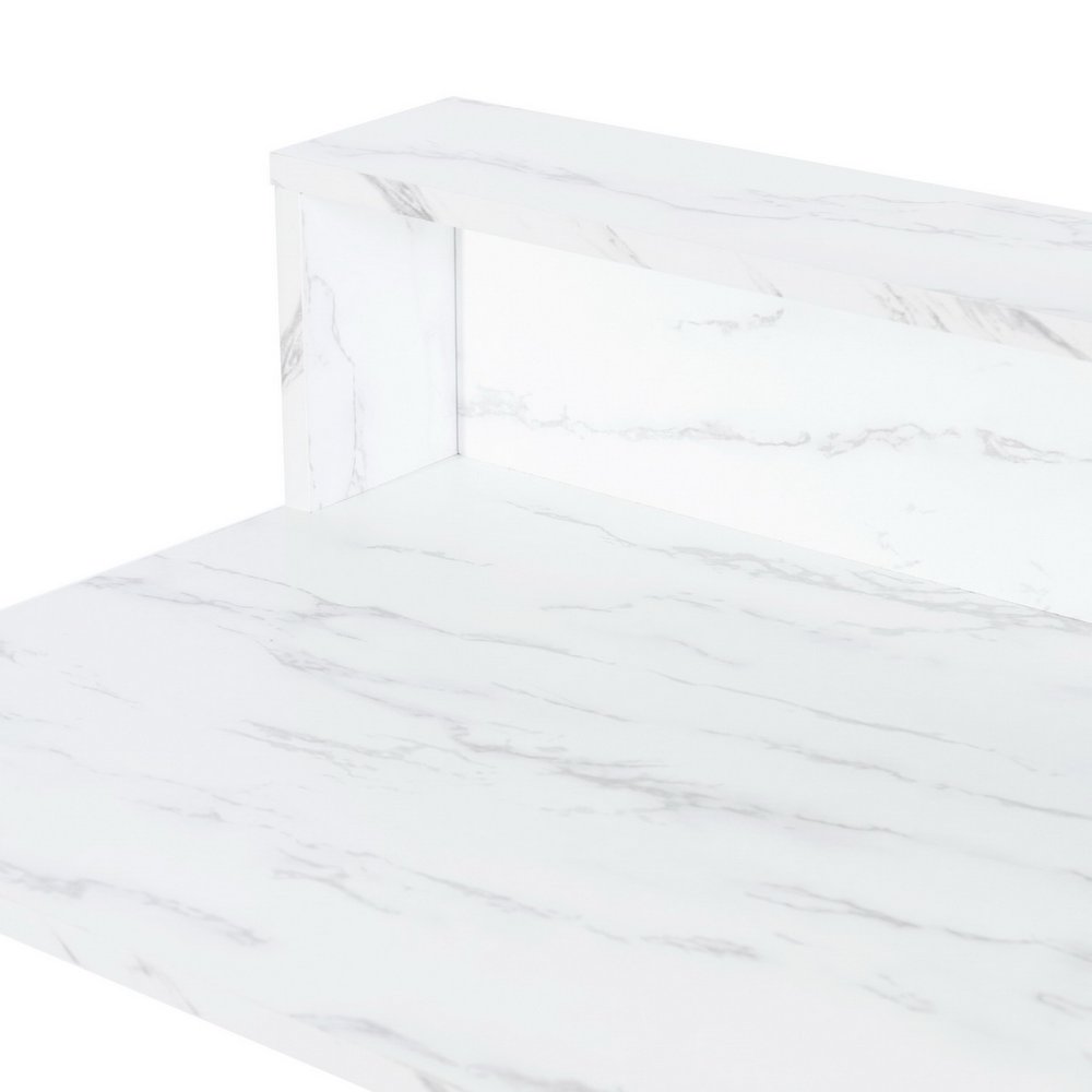 41" White And Gold Faux Marble and Steel Vanity Table with Mirror HomeRoots