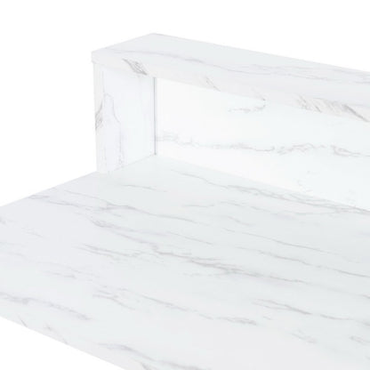 41" White And Gold Faux Marble and Steel Vanity Table with Mirror HomeRoots