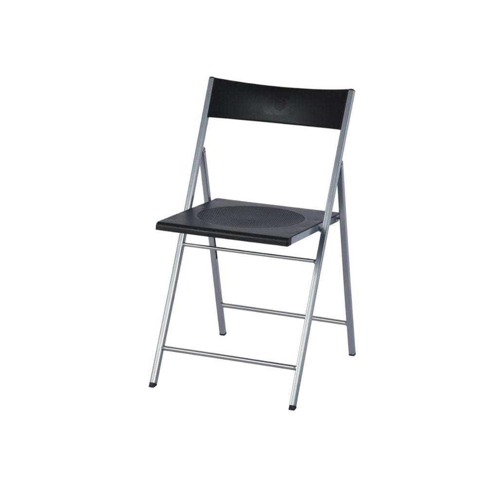 Set of Six Black and Silver Folding Side Chairs — view 6