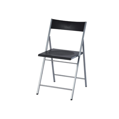 Set of Six Black and Silver Folding Side Chairs HomeRoots